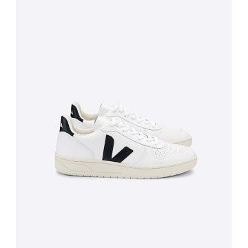 Veja V-10 LEATHER Tenisky Damske White/Black | SK 663MQZ